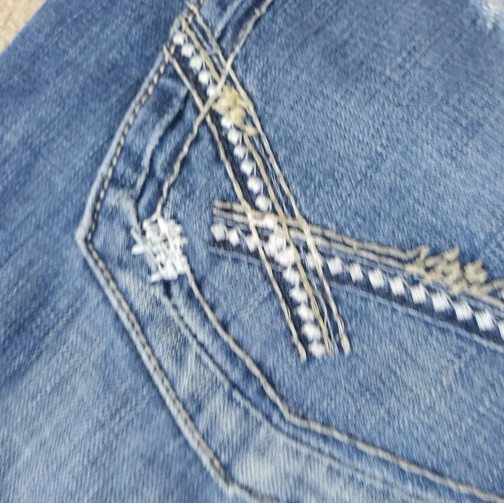 BKE Derek Jeans Men's Size 34x34 Bootcut  Thick Stitch Distressed